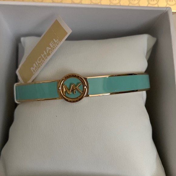 MICHAEL KORS Mint Enamel Hinged Bangle - Picture 1 of 3